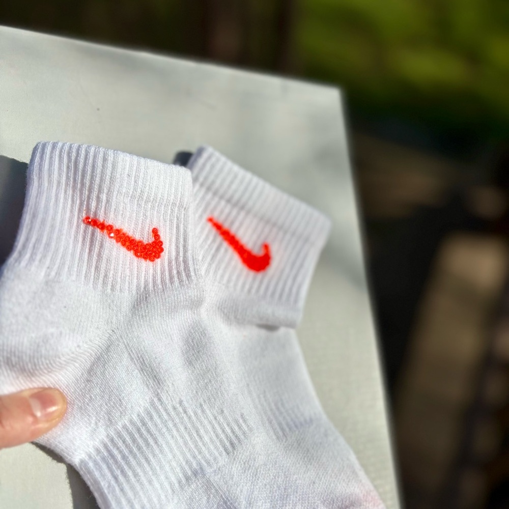 Neon Orange Rhinestone Nike socks